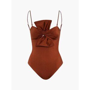 Juan De Dios Malaga Reversible Twist One-Piece Swimsuit Orange Polka Womens Size